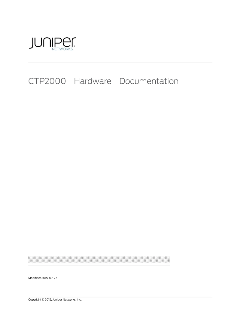Page 1 de la notice Manuel utilisateur Juniper CTP2024