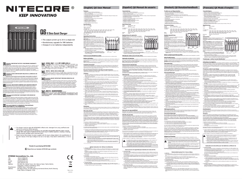 Page 1 de la notice Manuel utilisateur Nitecore Q6