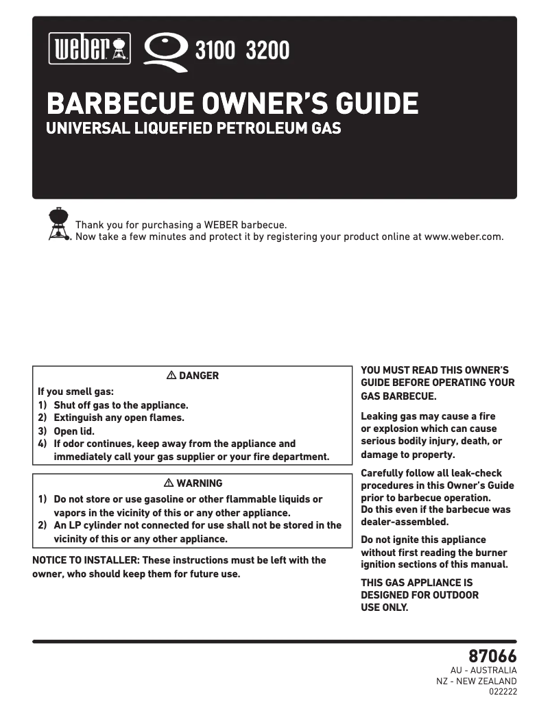 Page n°1 - Manuel utilisateur Weber Q300