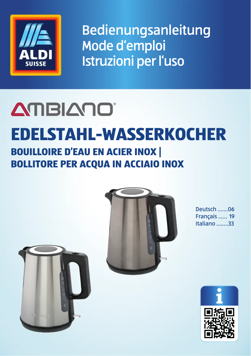 Page 1 de la notice Manuel utilisateur Ambiano GT-WKEDS-07-CH