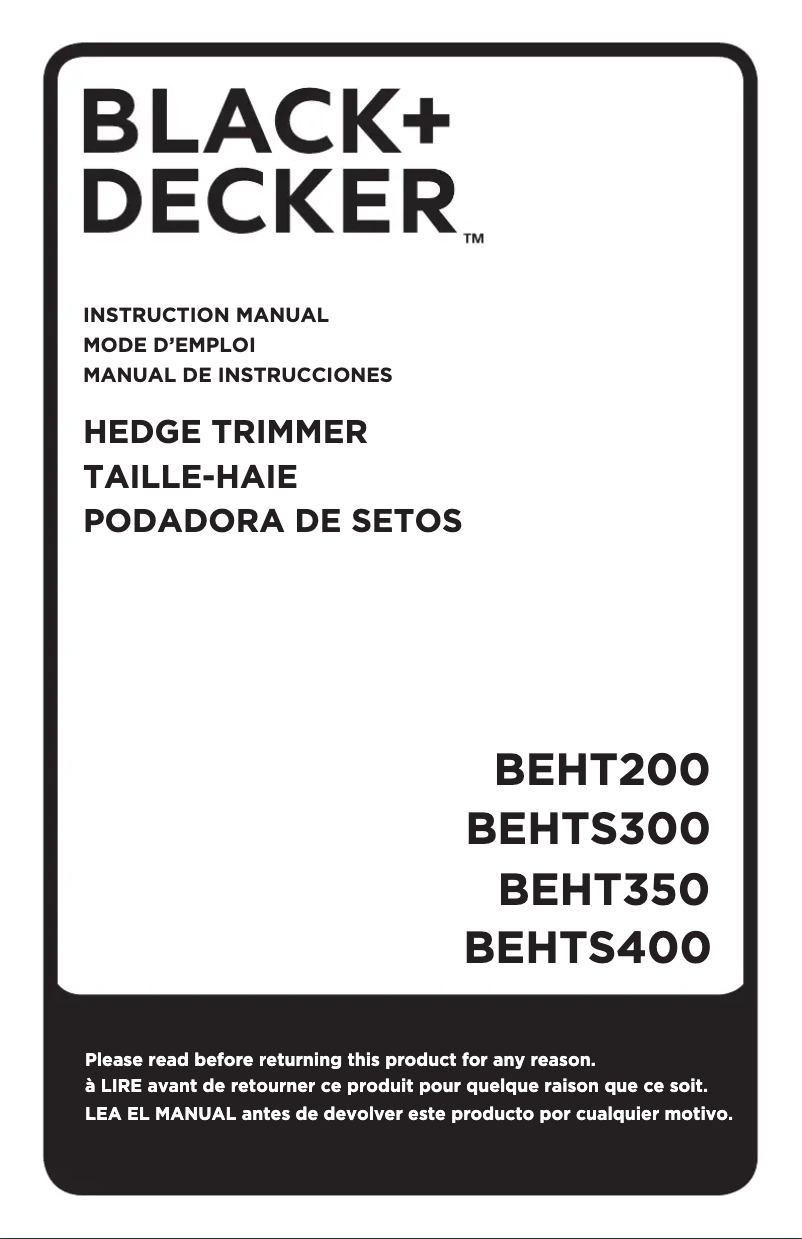 Page n°1 - Manuel utilisateur Black & Decker BEHTS400