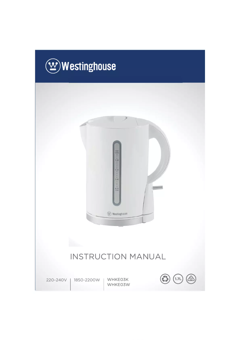 Page n°1 - Manuel utilisateur Westinghouse WHKE03K