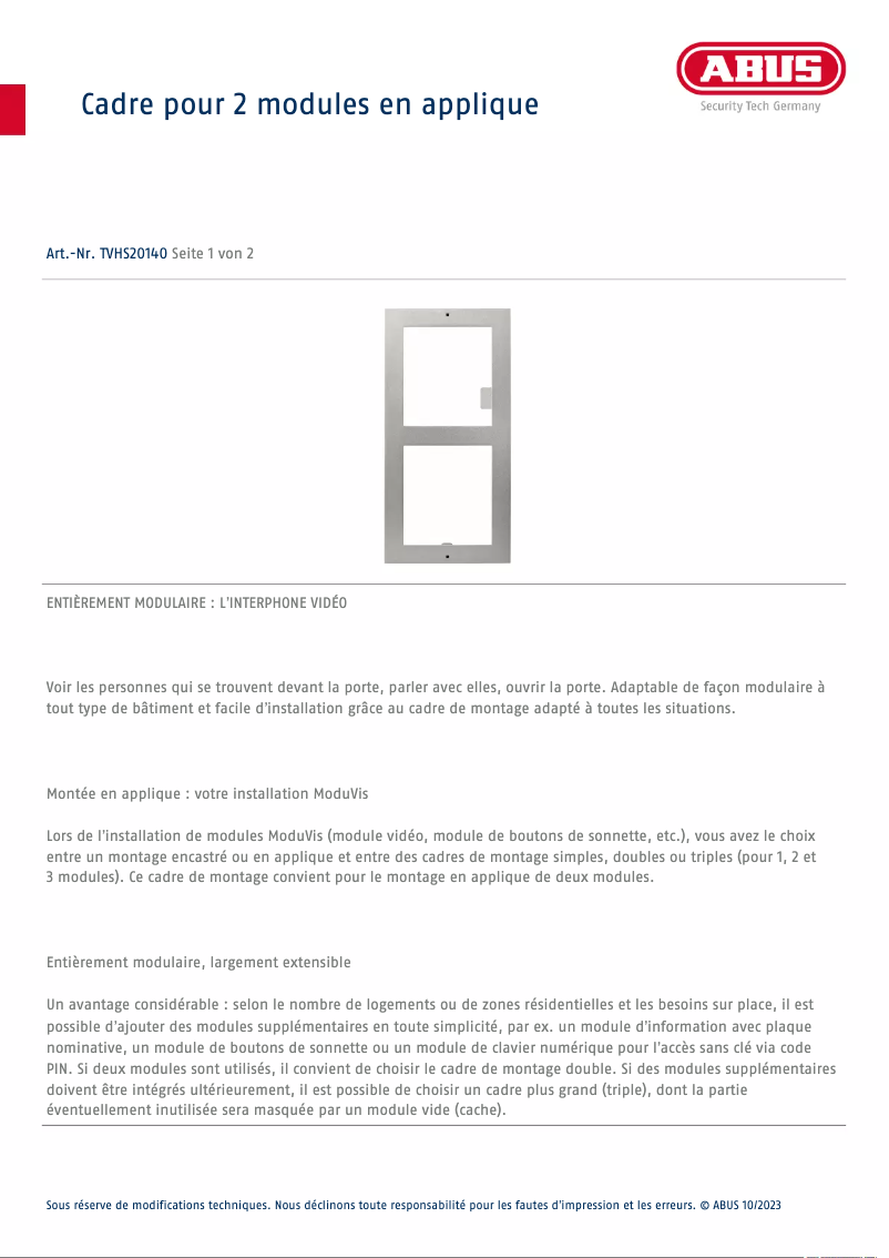 Image de la première page du manuel de l'appareil TVHS20140