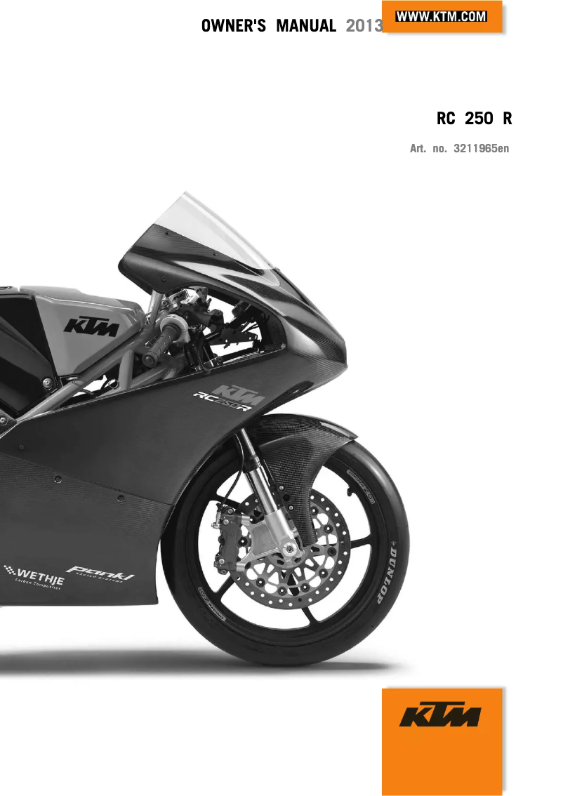 Page 1 de la notice Manuel utilisateur KTM RC 250 R (2013)