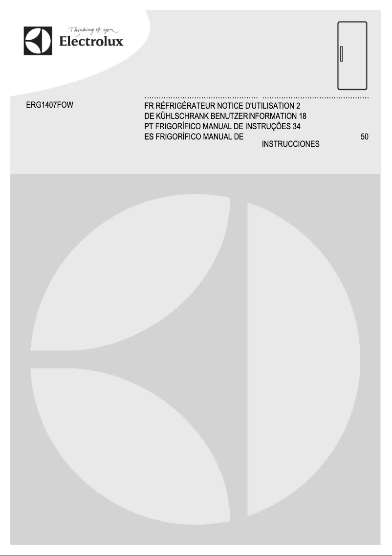 Page 1 de la notice Manuel utilisateur Electrolux ERG1407FOW