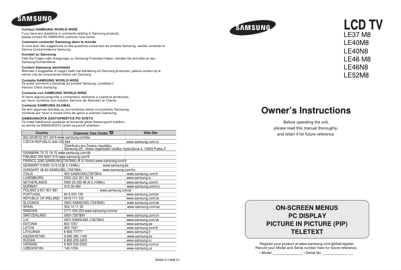 Página 1 del manual Manual de usuario Samsung LE40N86