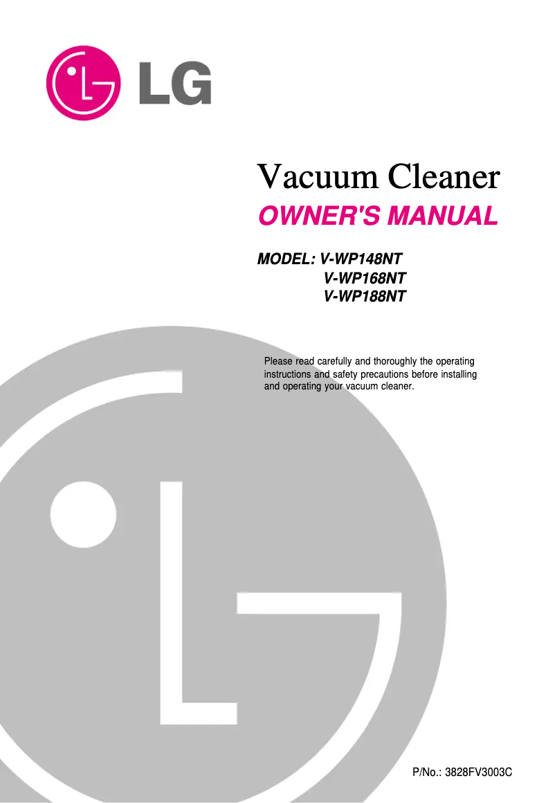 Image de la première page du manuel de l'appareil V-WP168NT