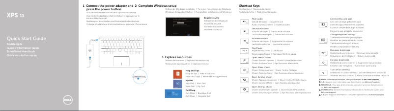 Page 1 de la notice Guide de démarrage rapide Dell XPS 11