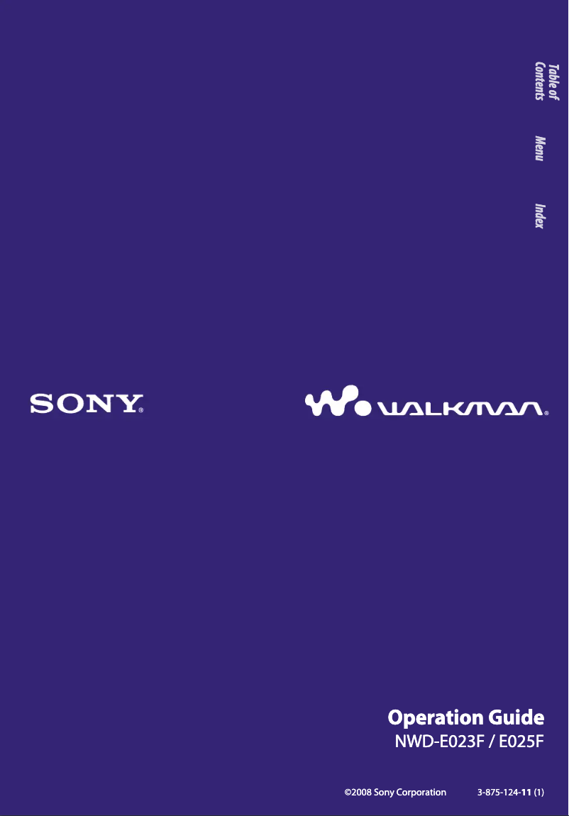 Page n°1 - Manuel utilisateur Sony NWD-E023F