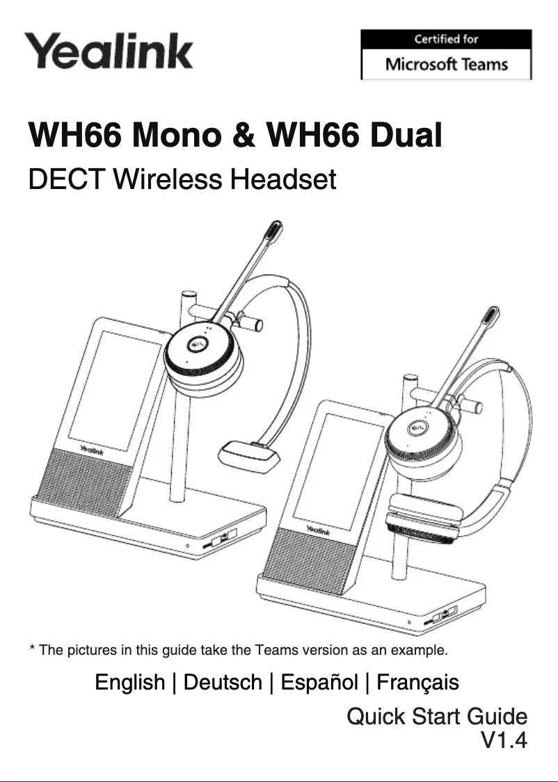 Page 1 de la notice Guide de démarrage rapide Yealink WH66