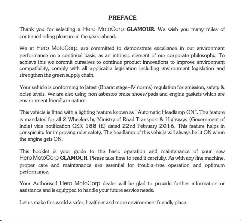 Page 1 de la notice Manuel utilisateur Hero Glamour (2019)