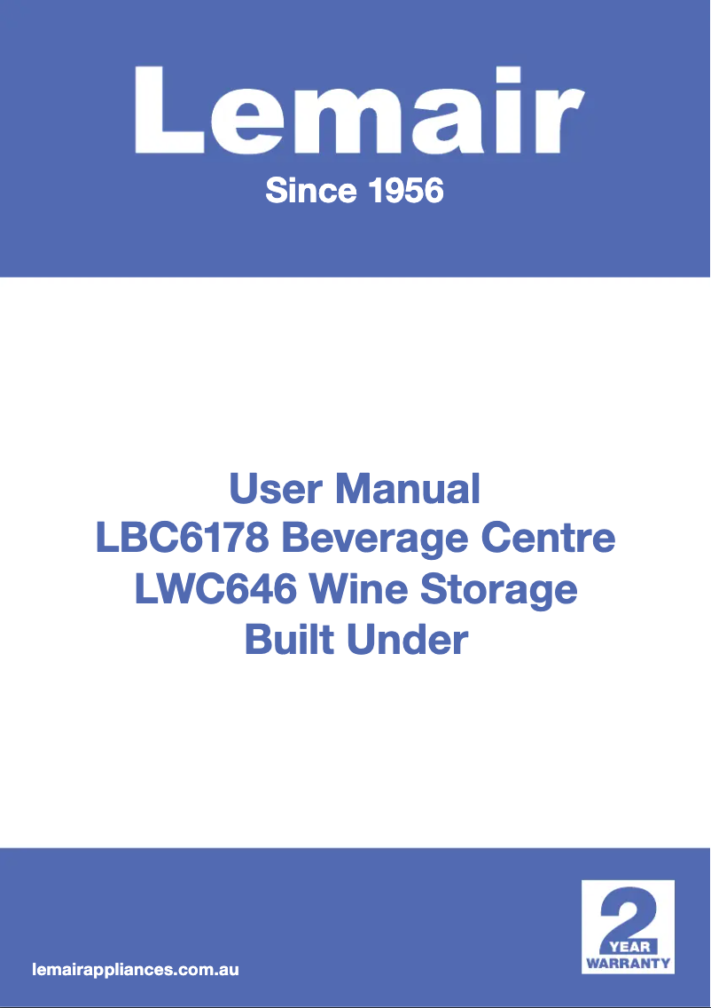 Page n°1 - Manuel utilisateur Lemair LWC646