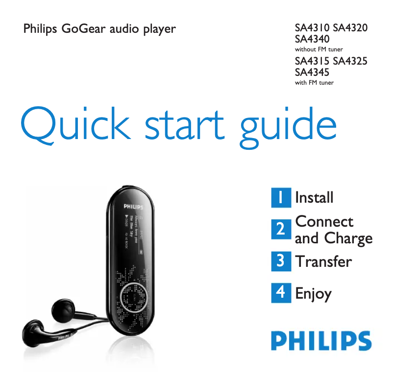 Page n°1 - Guide de démarrage rapide Philips GoGear SA4315
