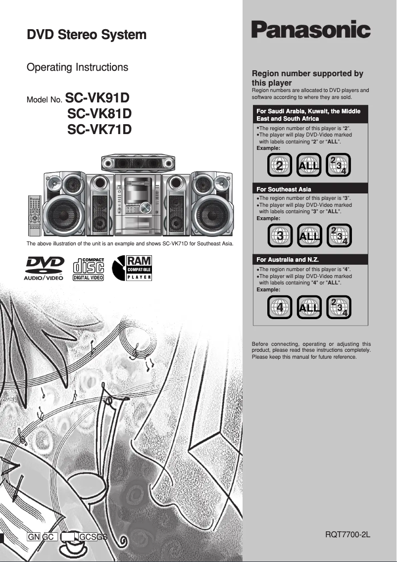 Page n°1 - Manuel utilisateur Panasonic SC-VK81D