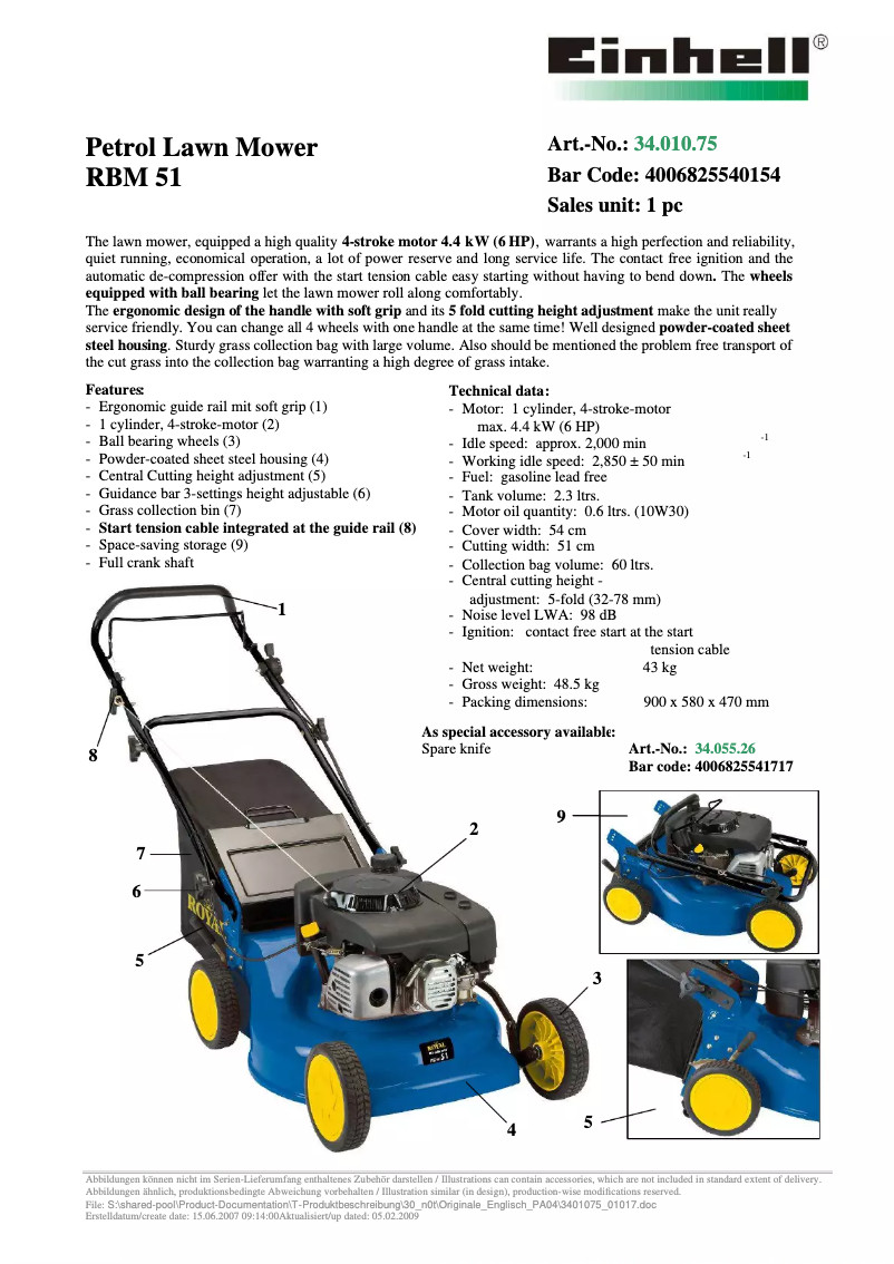 Image de la première page du manuel de l'appareil RBM 51