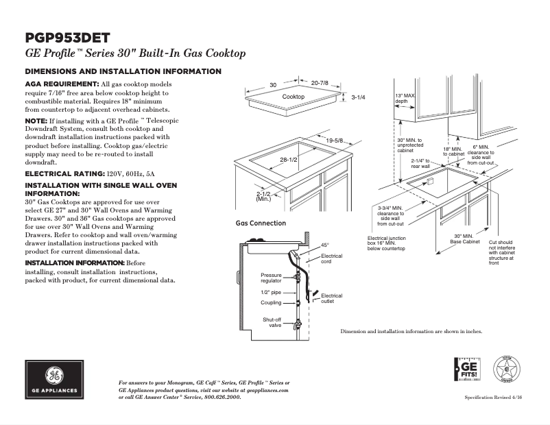 Página 1 del manual Ficha técnica GE Profile PGP953DETBB