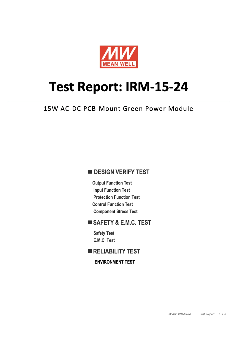 Page 1 de la notice Fiche technique Mean Well IRM-15-24