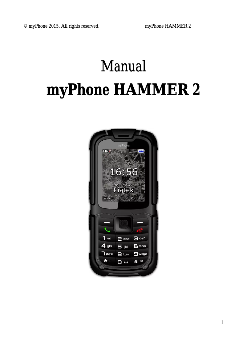Page 1 de la notice Manuel utilisateur myPhone Hammer 2