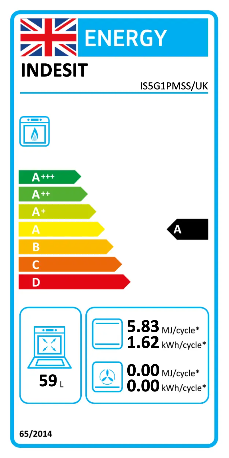 Page 1 de la notice Label énergétique Indesit IS5G1PMSS/UK