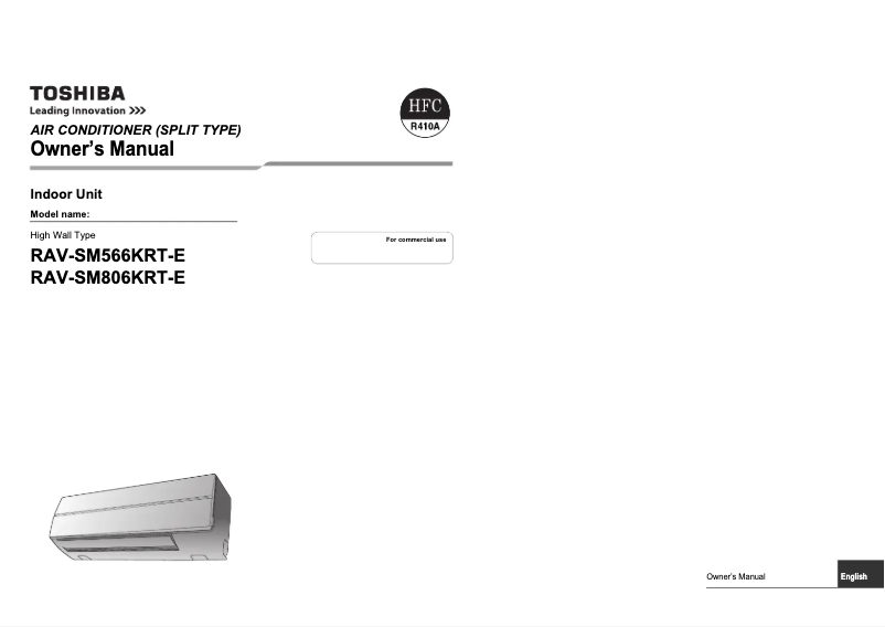 Page 1 de la notice Manuel utilisateur Toshiba RAV-SM566KRT-E