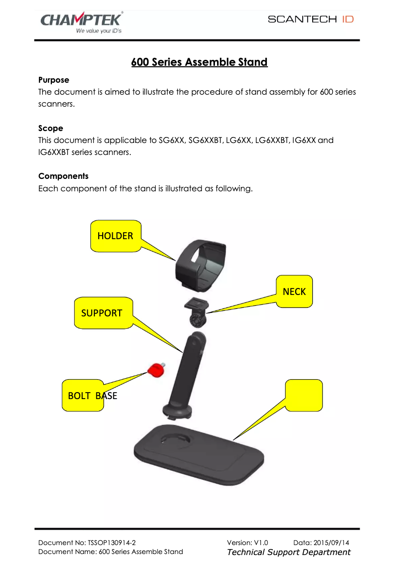 Page n°1 - Manuel utilisateur Champtek SG600BT