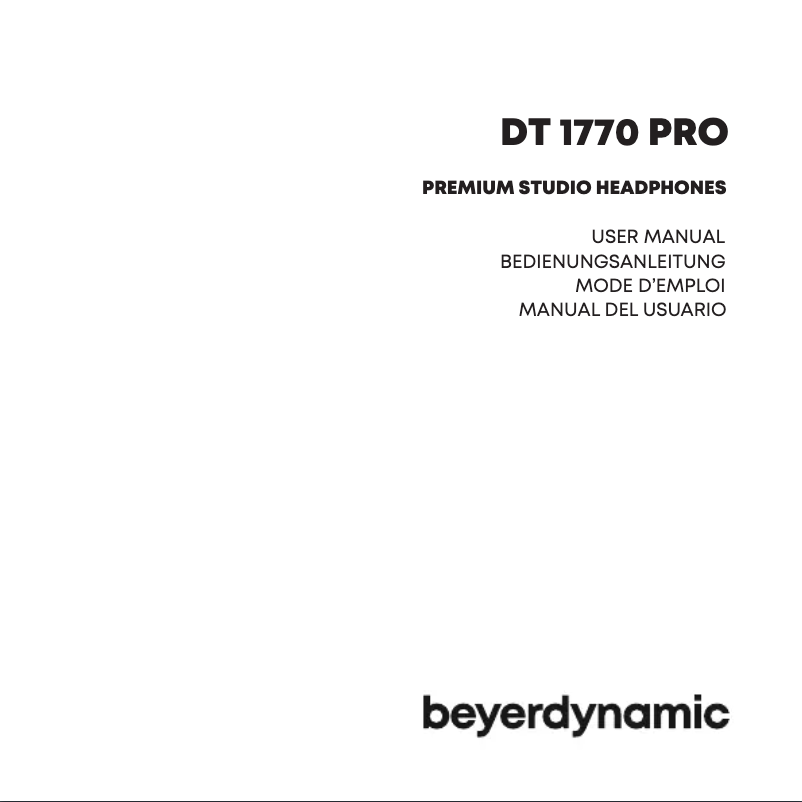 Page n°1 - Manuel utilisateur Beyerdynamic DT 1770 PRO