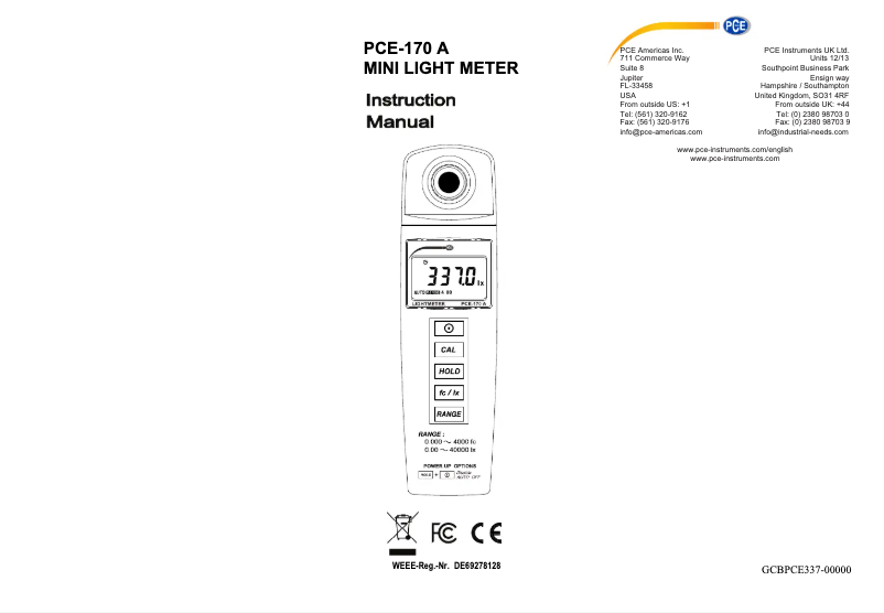 Image de la première page du manuel de l'appareil PCE-170 A