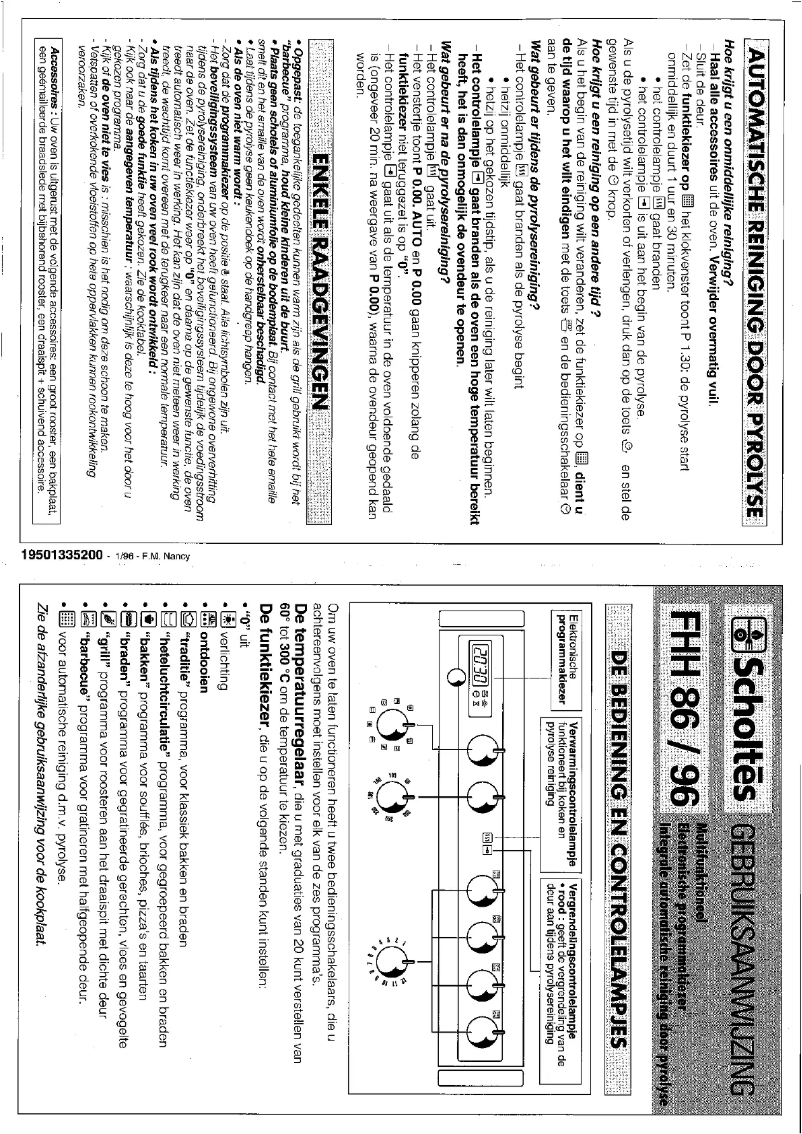 Page 1 de la notice Manuel utilisateur Scholtès FHH 96