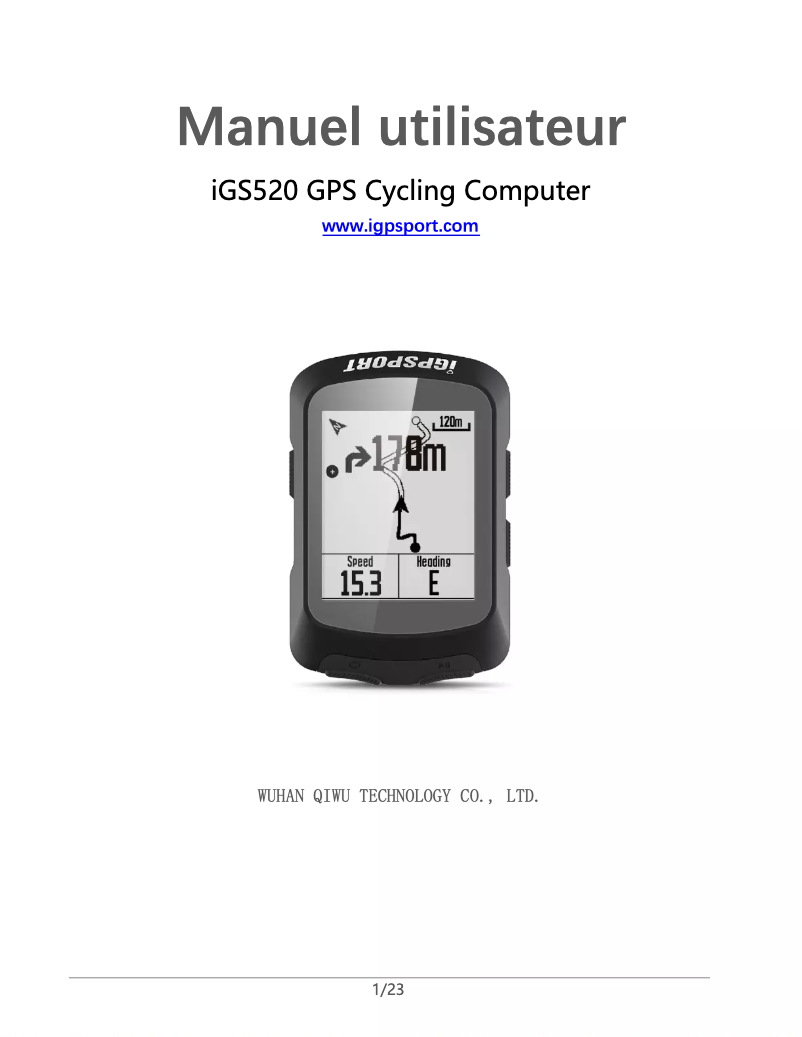 Page 1 de la notice Manuel utilisateur iGPSport iGS520
