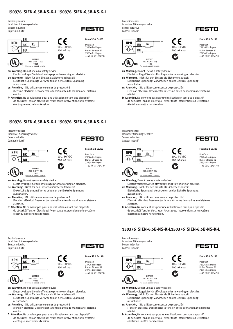 Page 1 de la notice Manuel utilisateur Festo SIEN-6,5B-NS-K-L