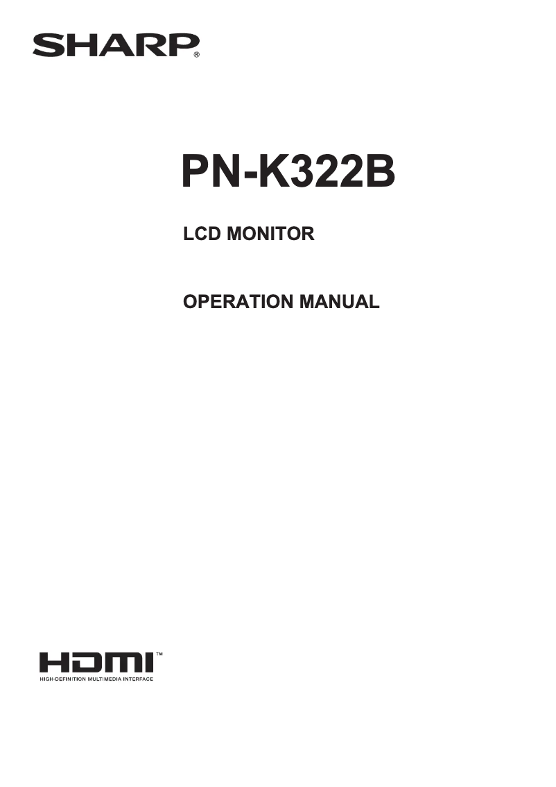 Page 1 de la notice Manuel utilisateur Sharp PN-K322B