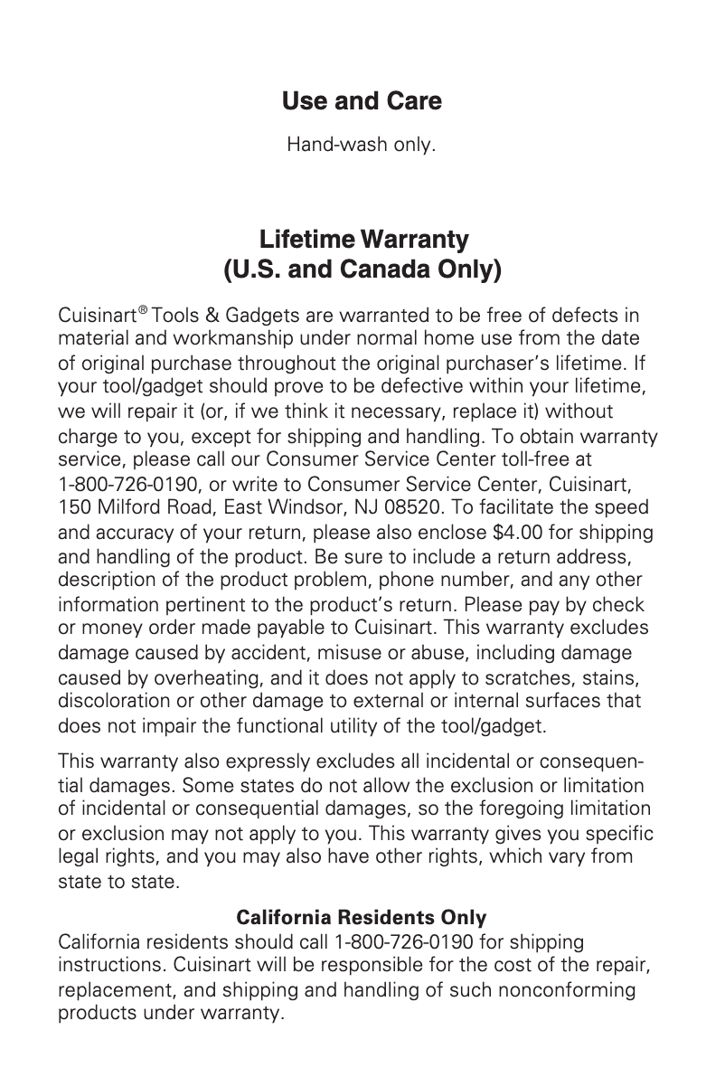 Page 1 de la notice Manuel utilisateur Cuisinart CTG-BEW-STR