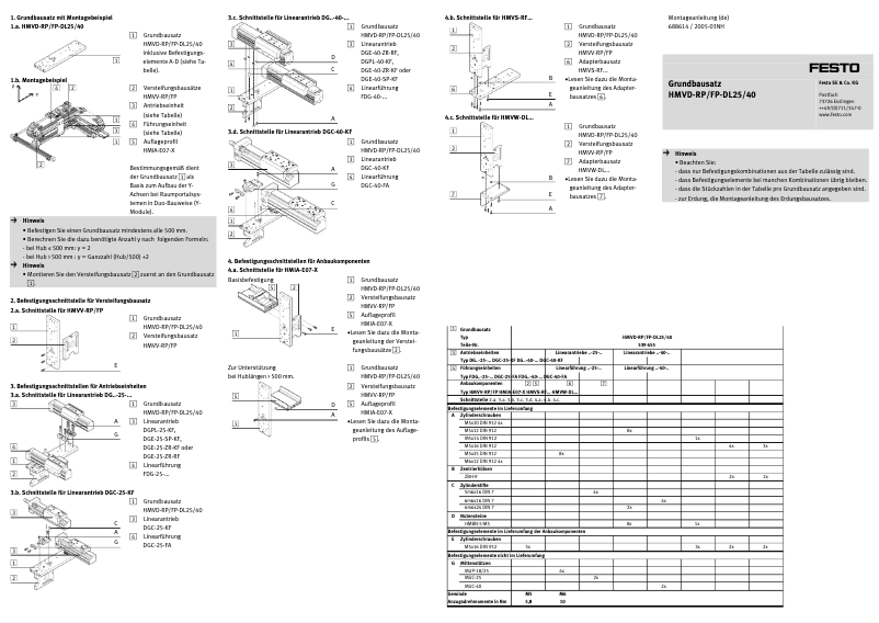 Page 1 de la notice Manuel utilisateur Festo HMVD-RP/FP-DL25/40