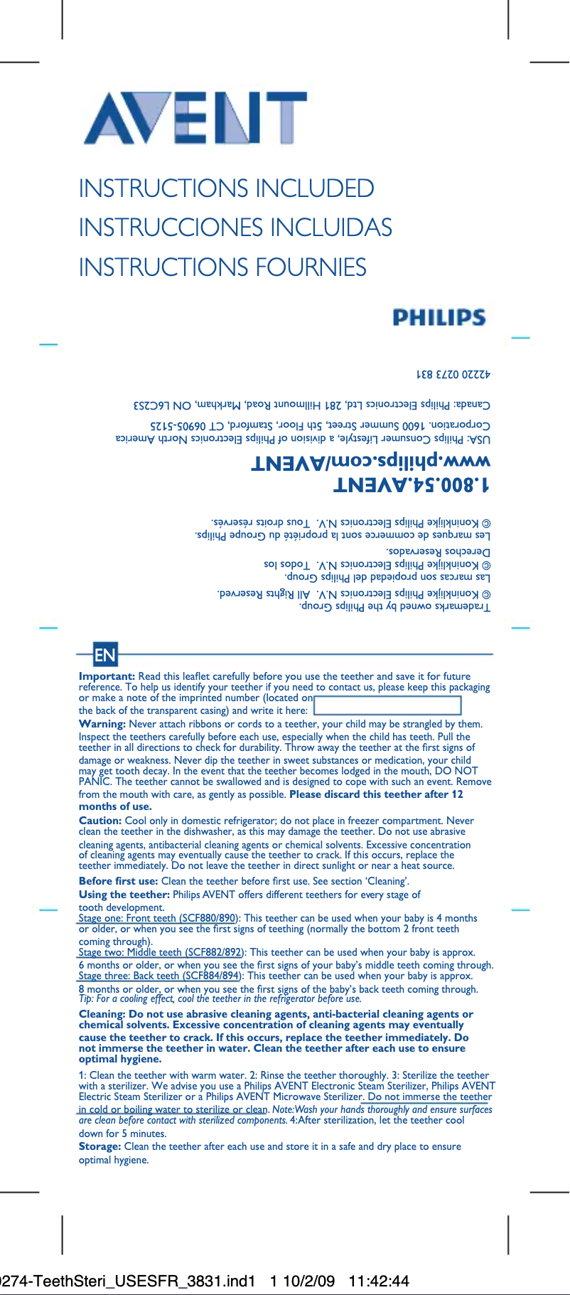 Page 1 de la notice Manuel utilisateur Philips AVENT SCF890