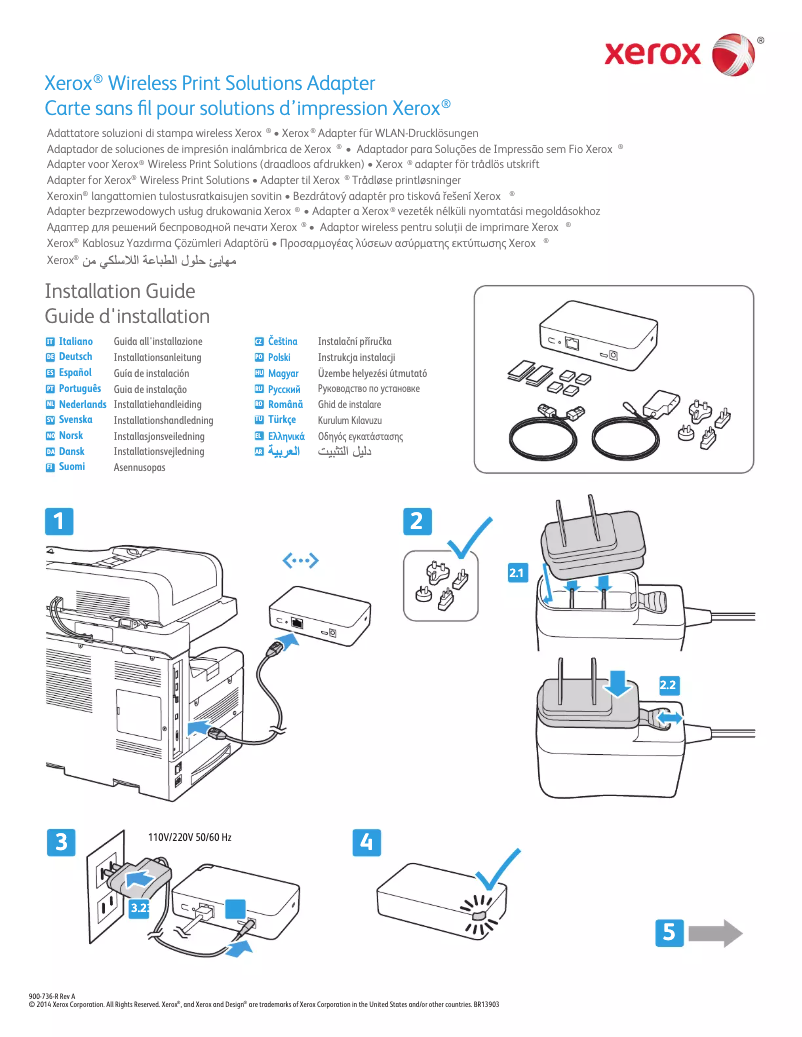 Page 1 de la notice Manuel utilisateur Xerox Wireless Print Solutions Adapter