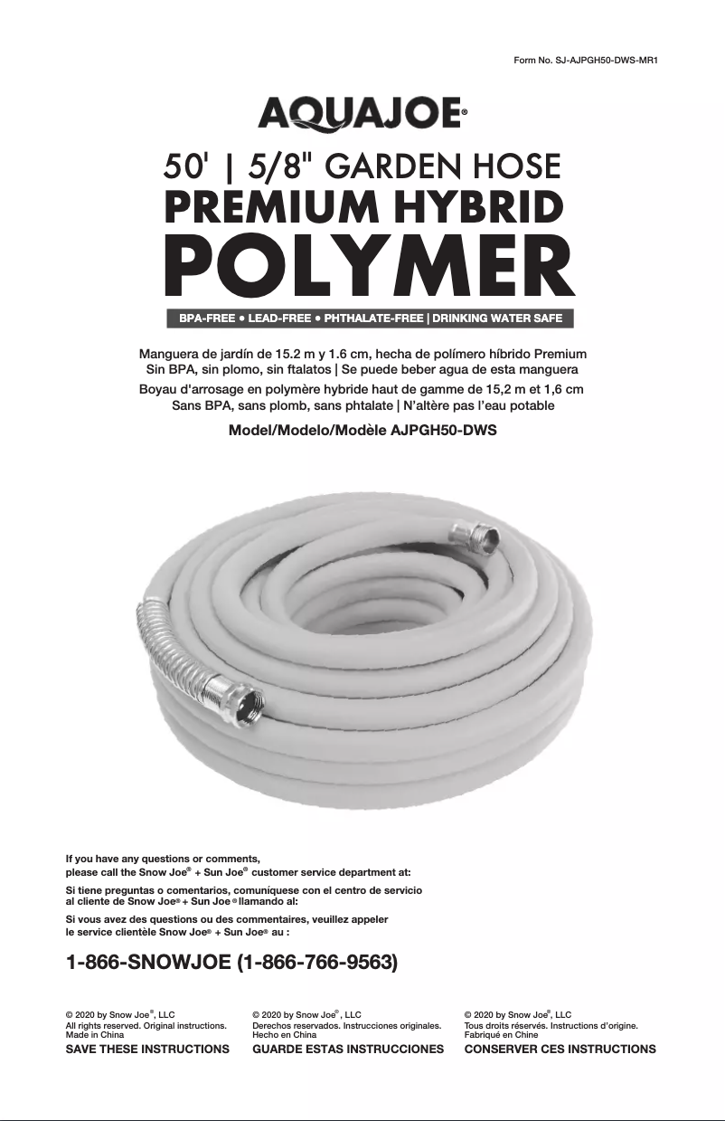 Página 1 del manual Manual de usuario Aqua Joe AJPGH50-DWS