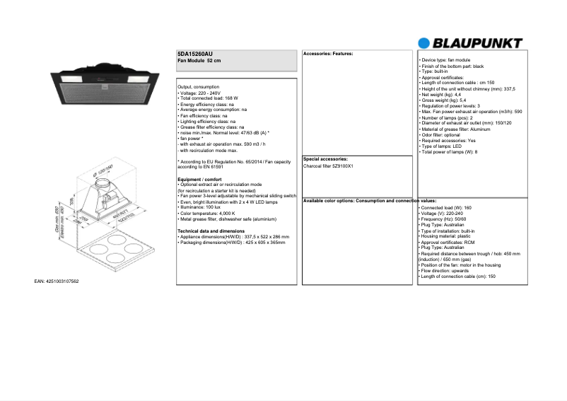 Image de la première page du manuel de l'appareil 5DA15260AU