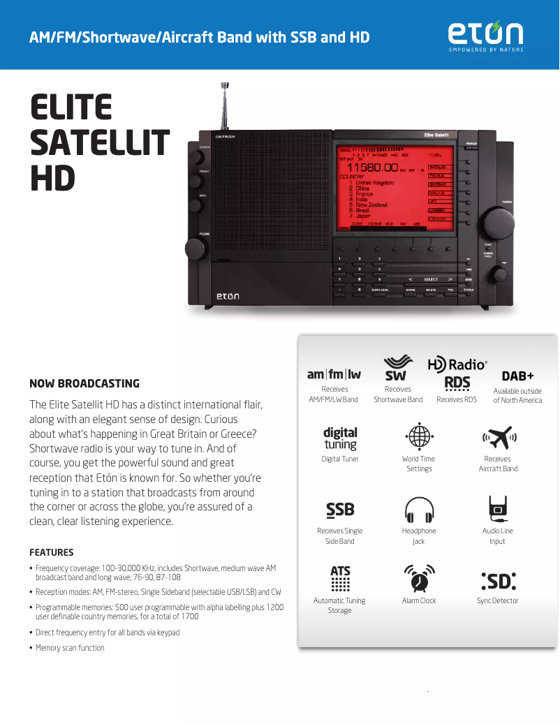 Page 1 de la notice Fiche technique Eton Elite Satellit