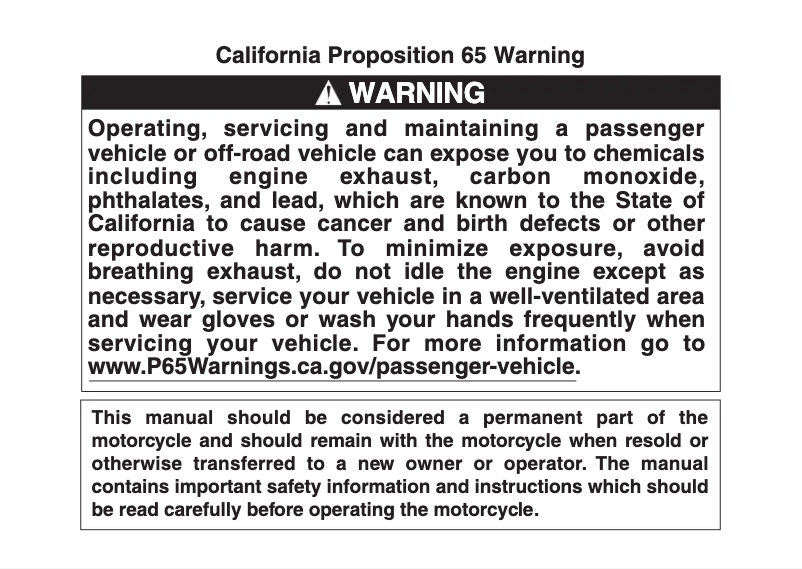 Page 1 de la notice Manuel utilisateur Suzuki DR200S (2019)