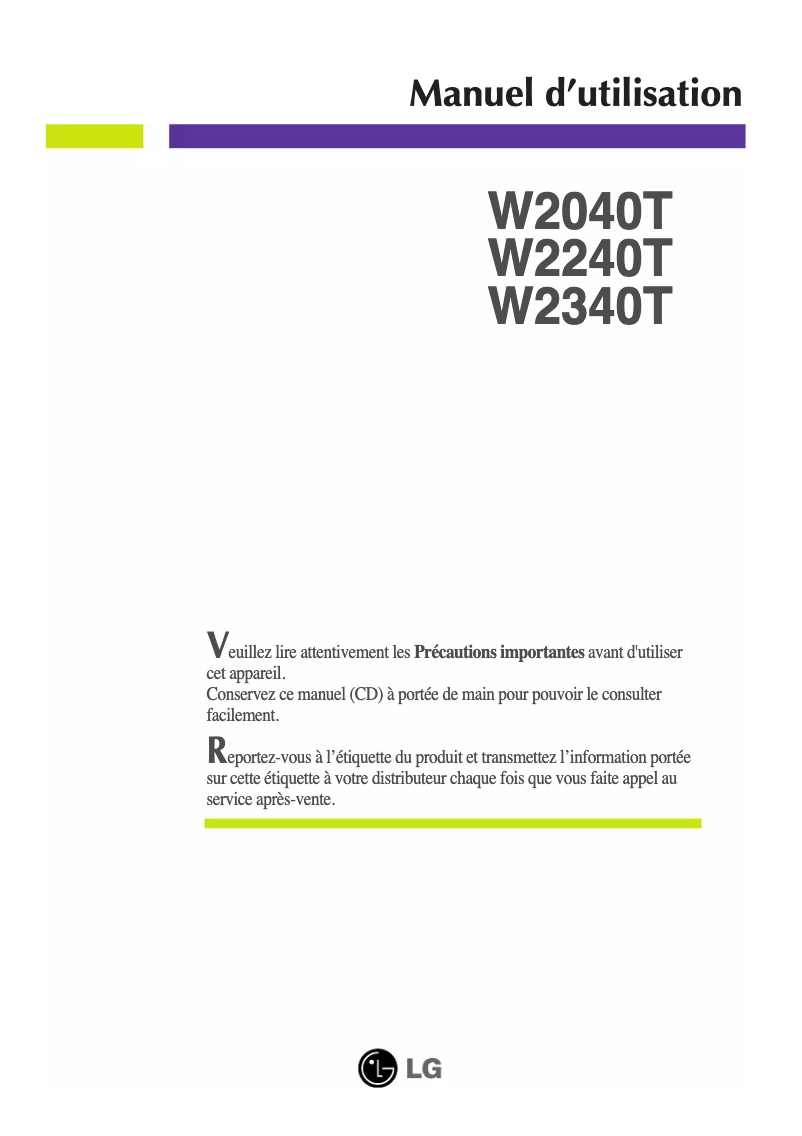Página 1 del manual Manual de usuario LG W2240T