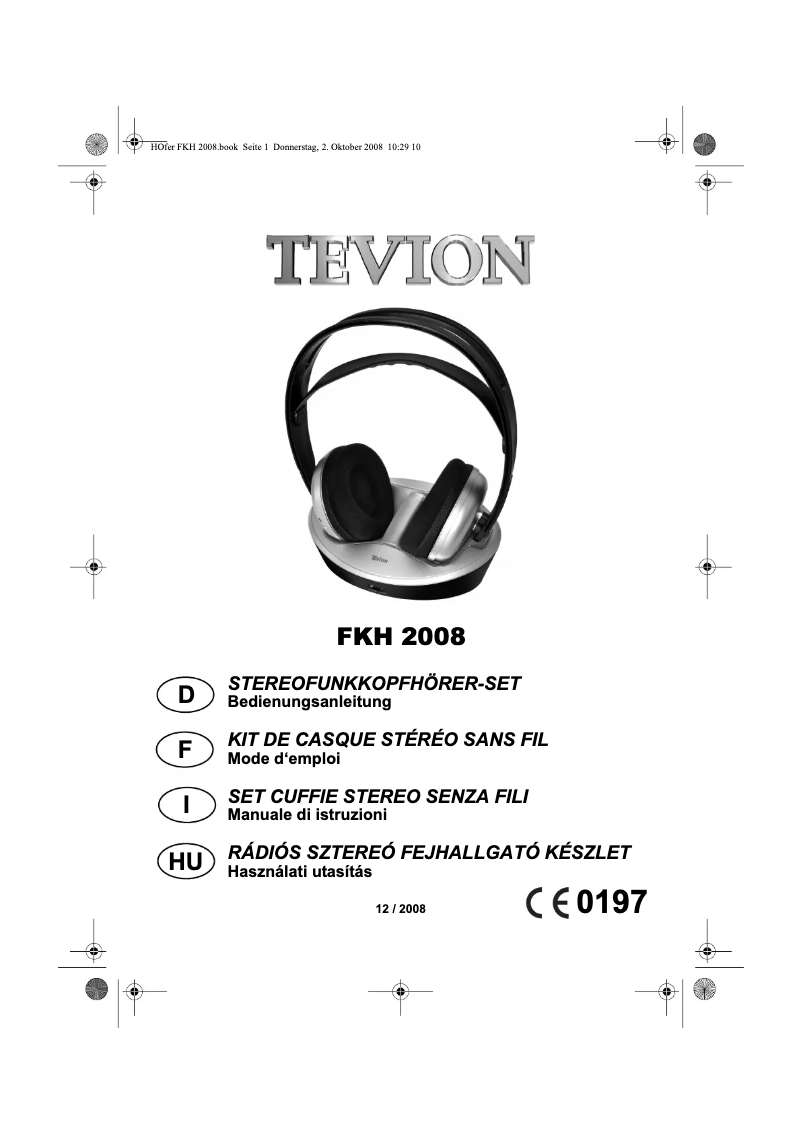 Page 1 de la notice Manuel utilisateur Tevion FKH 2008