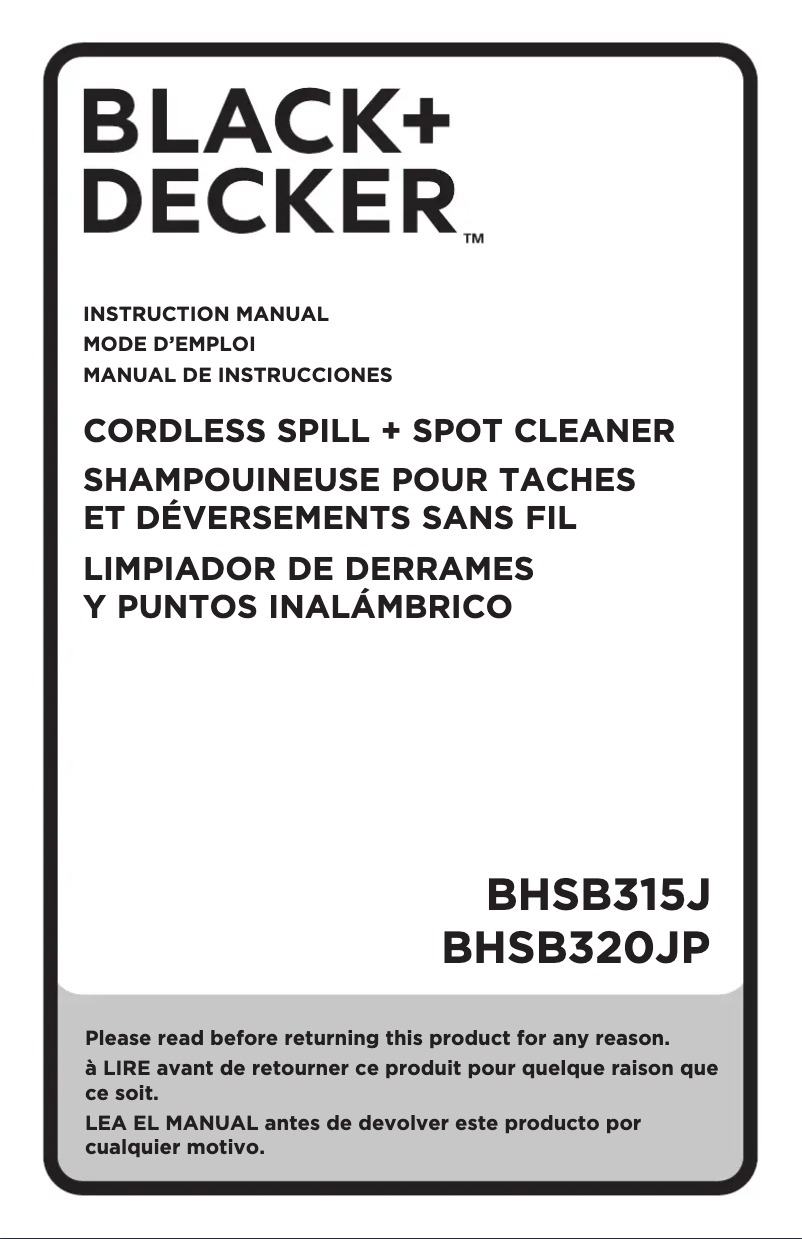 Page 1 de la notice Manuel utilisateur Black & Decker BHSB315J