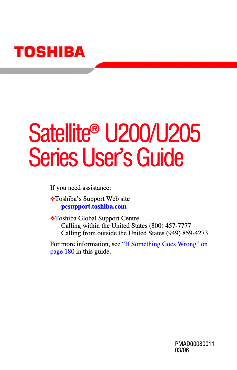 Page 1 de la notice Manuel utilisateur Toshiba Satellite U205