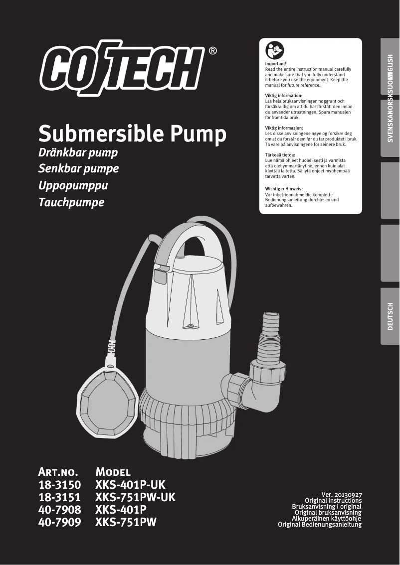 Image de la première page du manuel de l'appareil XKS-401P