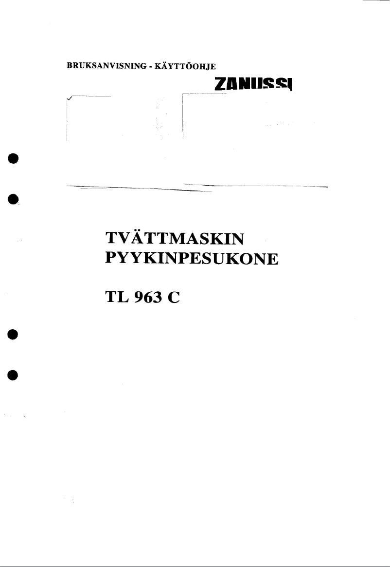 Page n°1 - Manuel utilisateur Zanussi TL 963 C