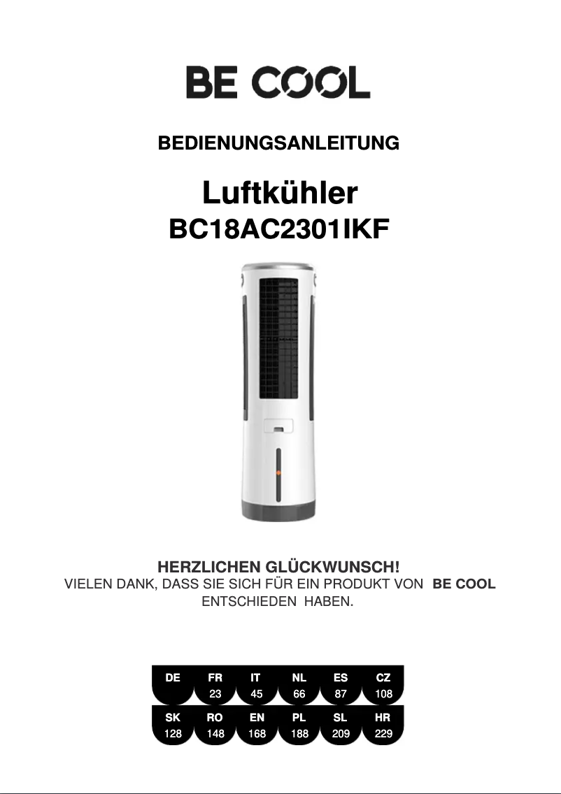 Image de la première page du manuel de l'appareil BC18AC2301IKF