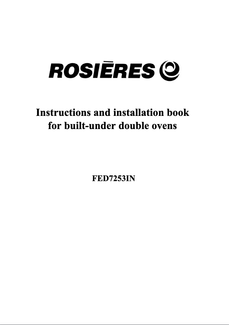 Page n°1 - Manuel utilisateur Rosieres FED 7253 IN