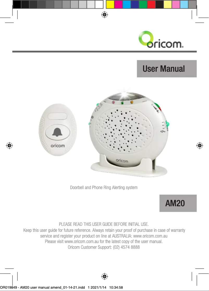 Page 1 de la notice Manuel utilisateur Oricom AM20