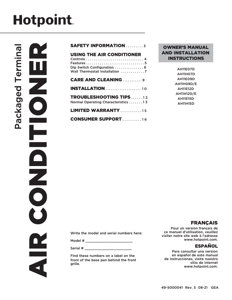 Page n°1 - Manuel utilisateur Hotpoint AH11H07D2B