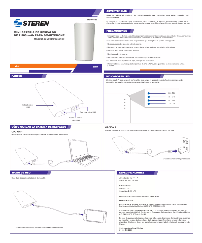 Page 1 de la notice Manuel utilisateur Steren MOV-1020